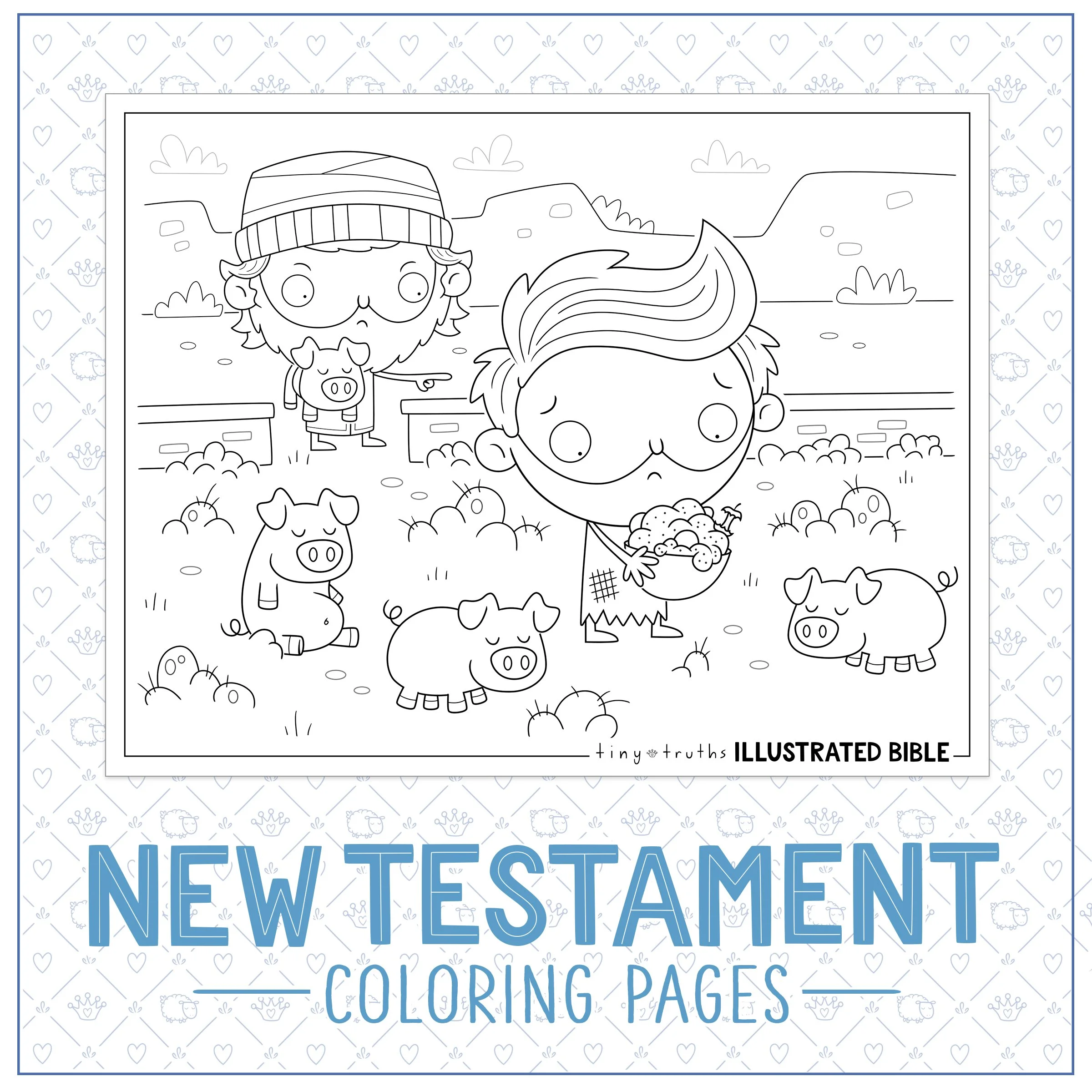 Example of printable New Testament Bible Story colouring pages—The Prodigal Son