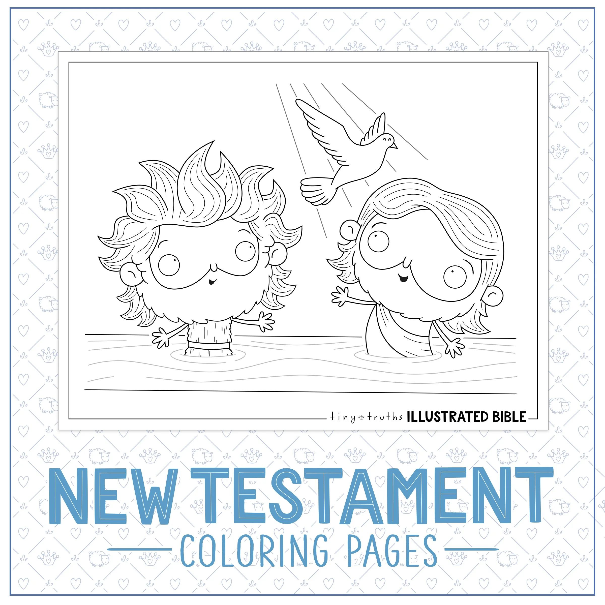 Example of printable New Testament Bible Story colouring pages—John baptizes Jesus