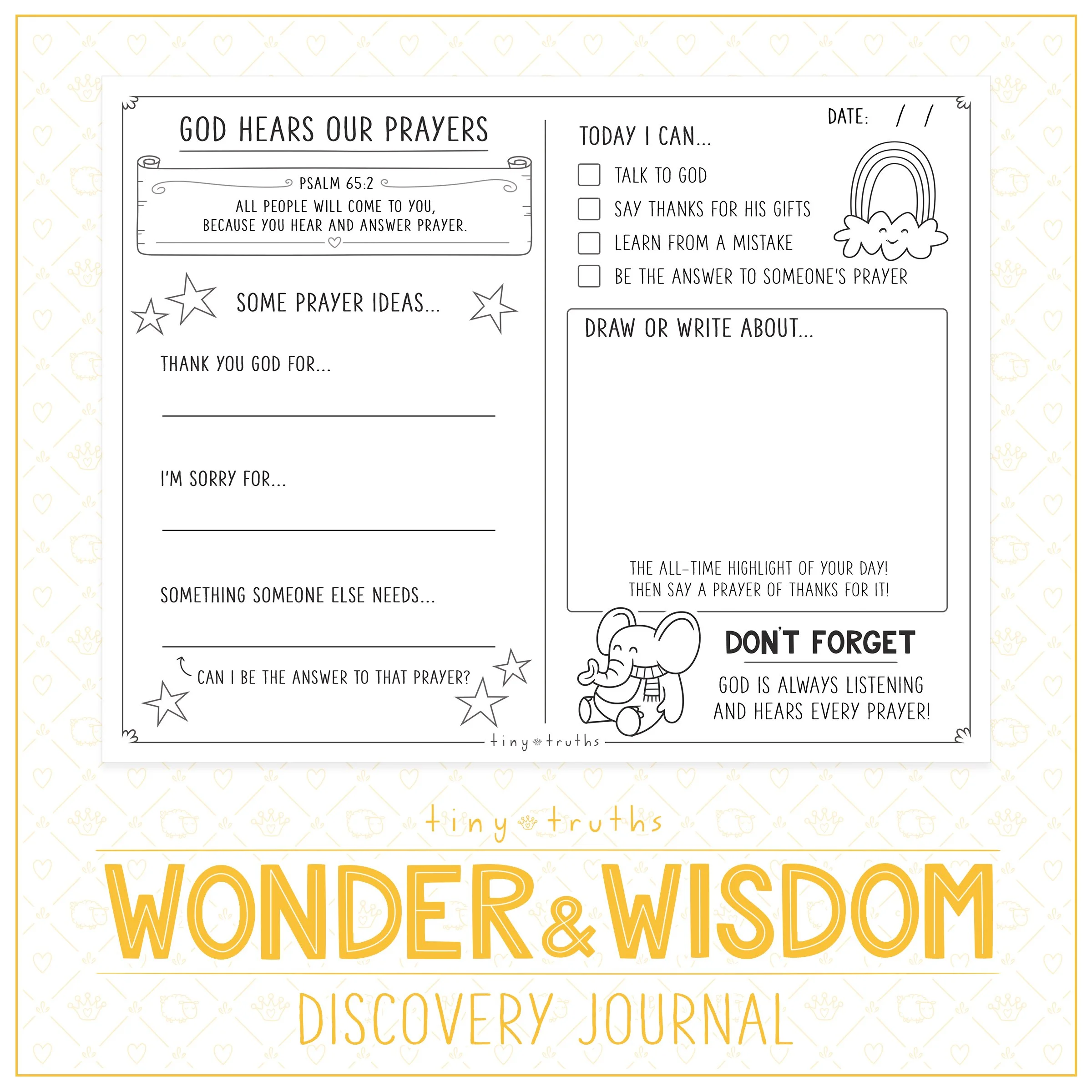 example of printable discovery journal page—God hears our prayers
