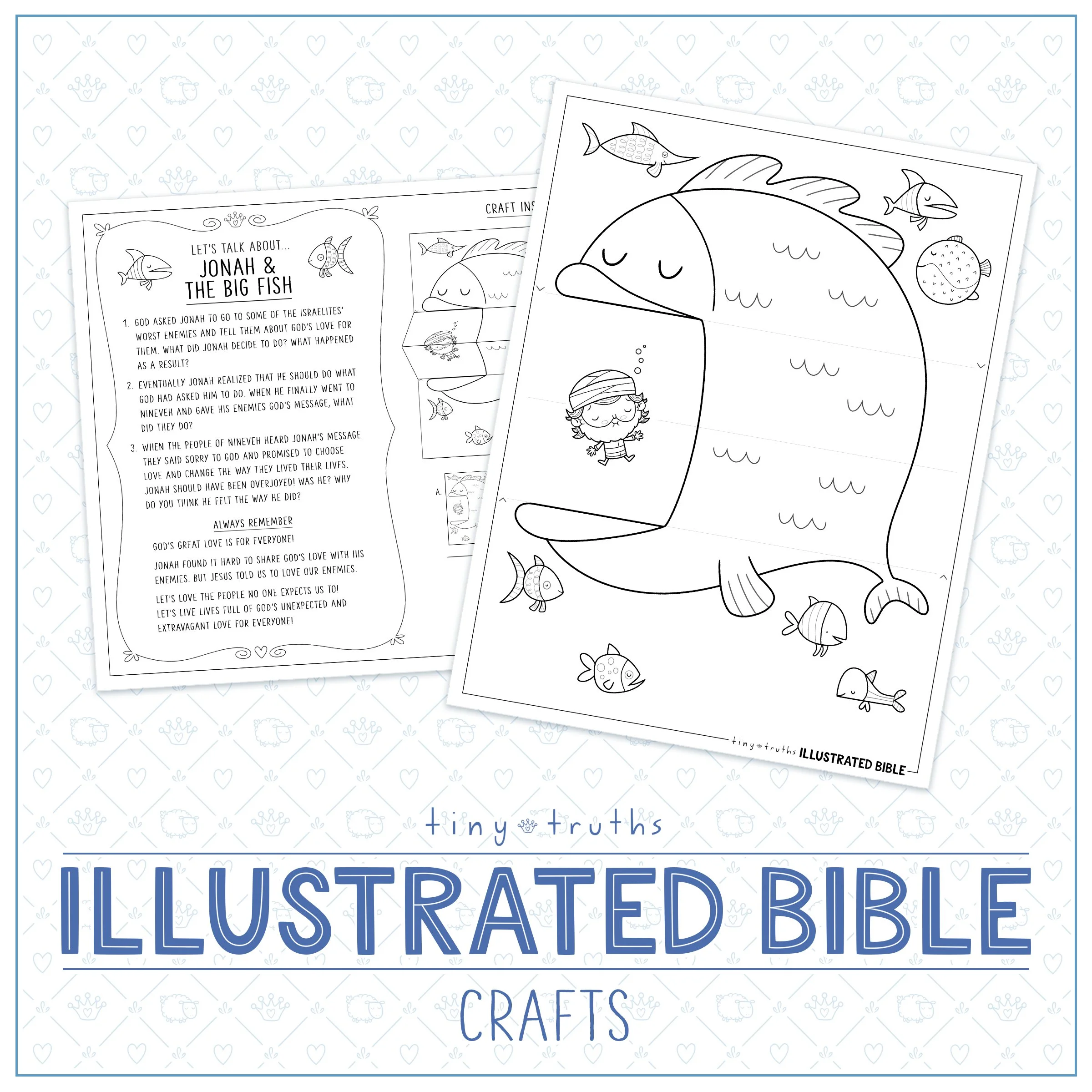 printable Bible story craft example, Jonah and the big fish