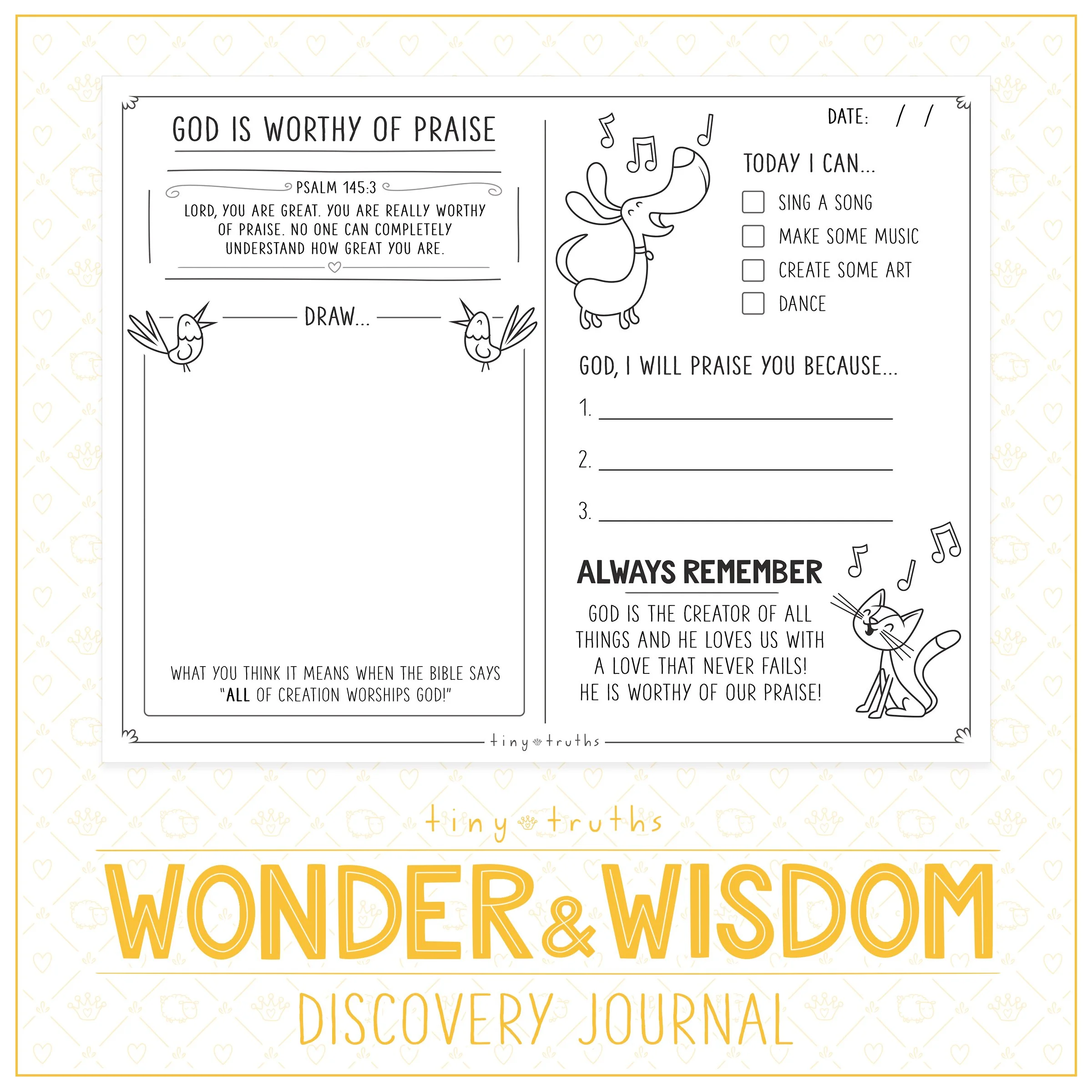 example of printable discovery journal page—God is worthy of praise