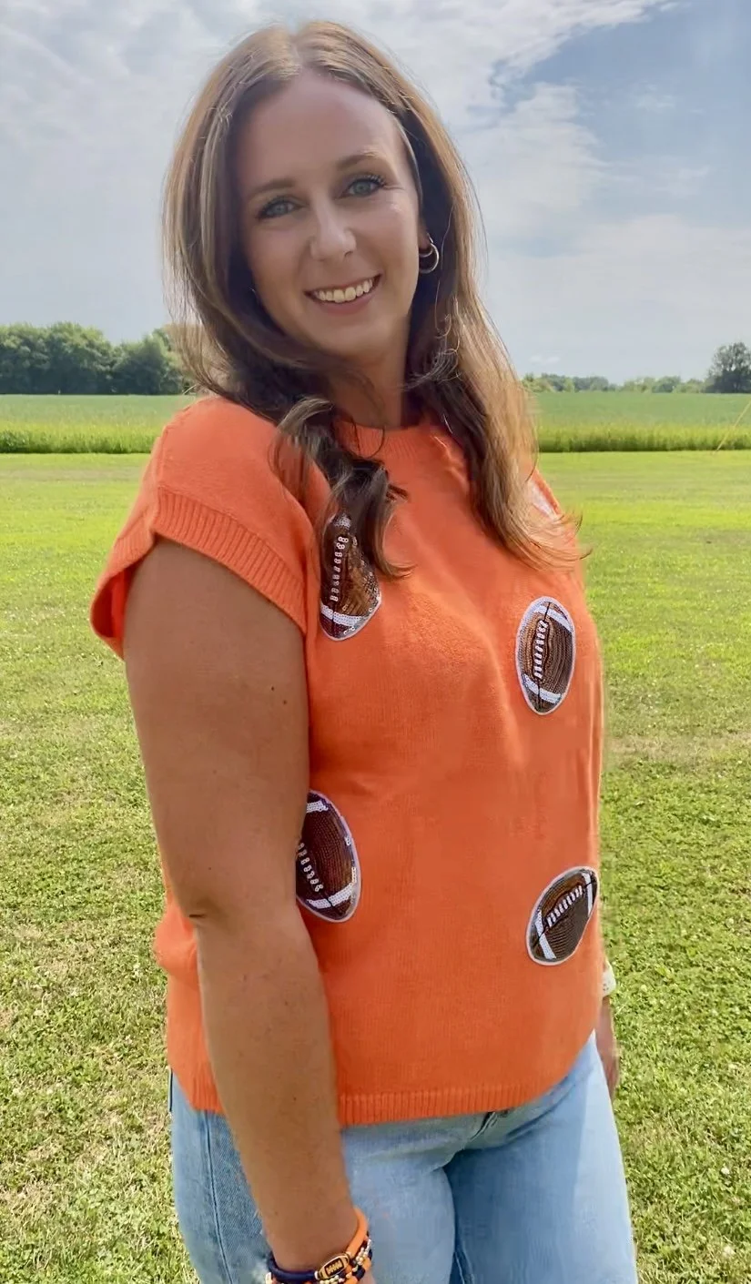 Stadium Style Sweater- Orange