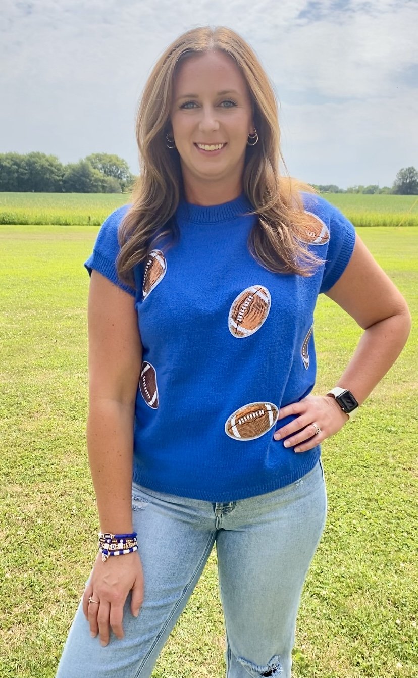 Stadium Style Sweater- Royal