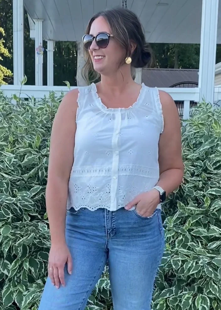Ivory eyelet tank