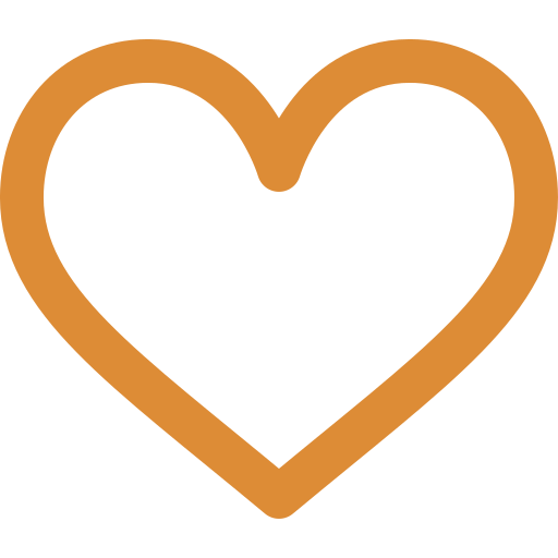 A simple outline of a heart symbol in brown color.