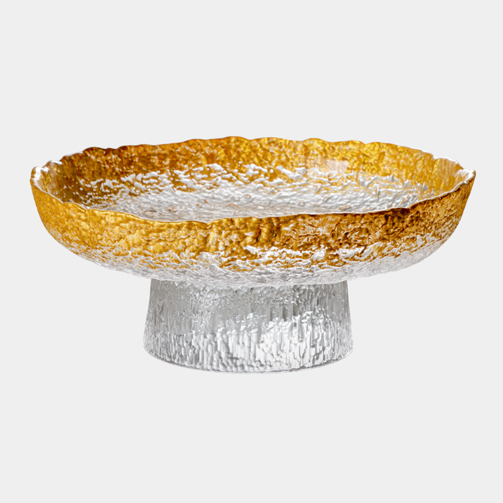 Glass Pedestal Bowl with Gold Rim