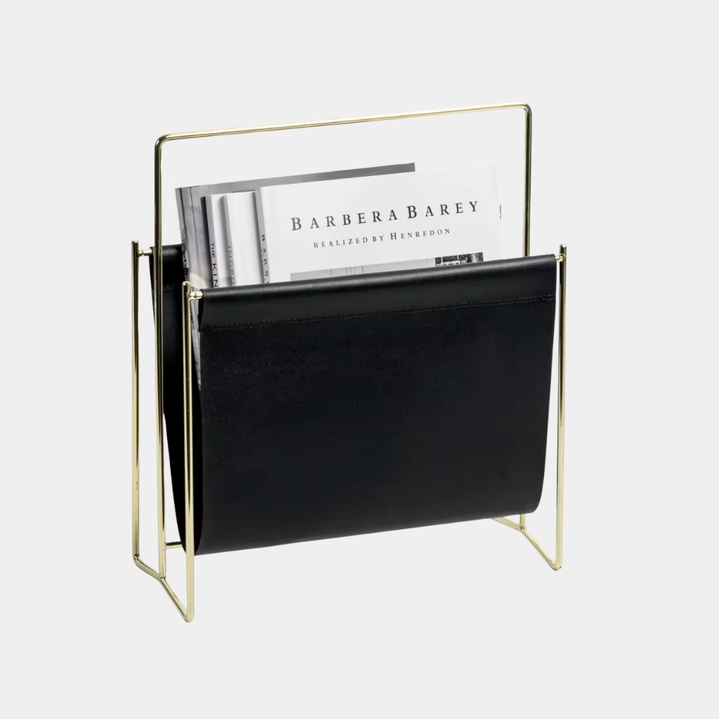 Metal/Faux Leather Magazine Holder