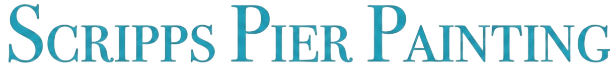 Text says 'Scripps Pier Painting' in large blue letters.