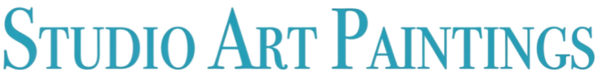 Logo with the text 'STUDIO ART PAINTINGS' in blue and black