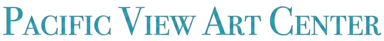 Pacific View Art Center logo with 3D blue text