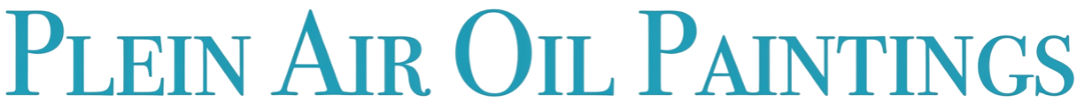 Logo for Plein Air Oil Paintings featuring teal text on a white background.