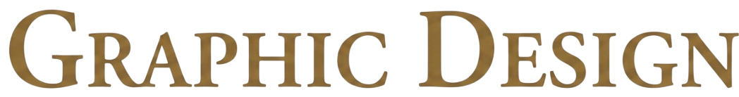 Gold and white 3D text reading 'GRAPHIC DESIGN' on a beige background.