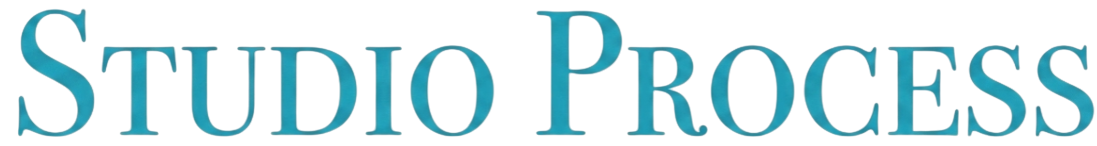 Text that reads 'STUDIO PROGRESS' in 3D blue letters with a turquoise background.