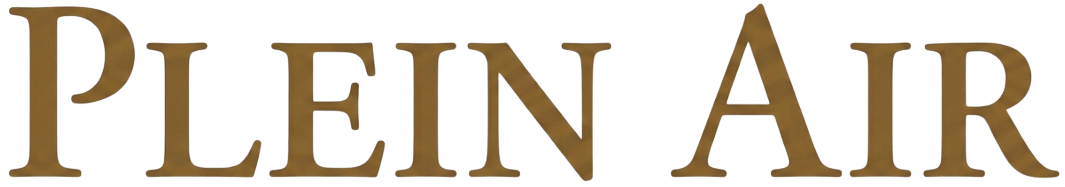 3D gold-colored letters spelling 'PLEIN AIR'