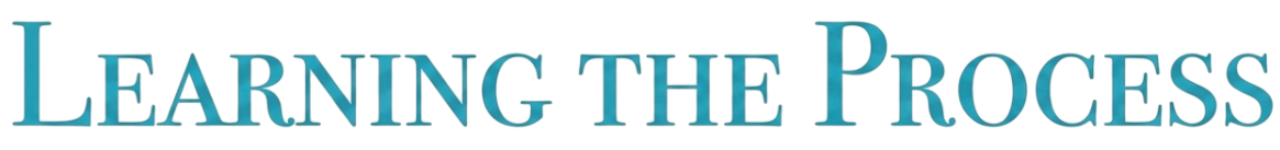 Text in 3D style saying 'LEARNING THE PROCESS' with blue and purple colors.