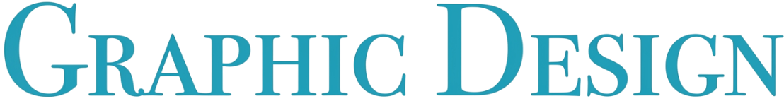 Text reading 'GRAPHIC DESIGN' in large, blue serif font on a white background.