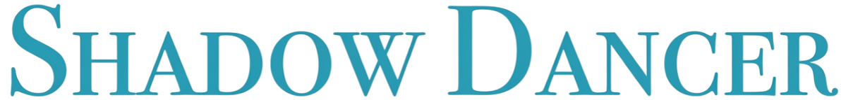 Text reading 'Shadow Dancer' in blue font on a transparent background.