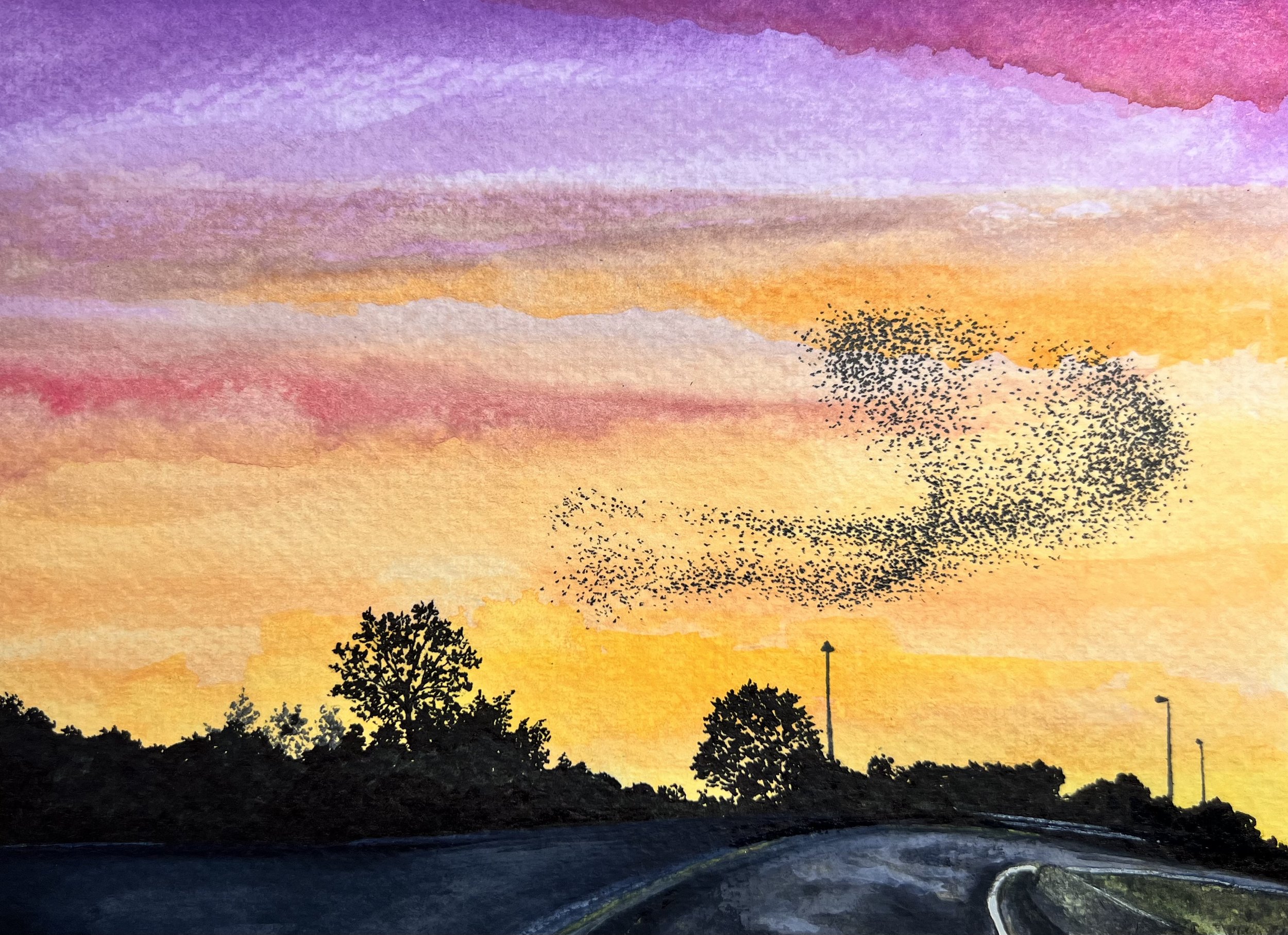 Heading Home (2024)
Watercolor and pen on paper, 5x7 inch
