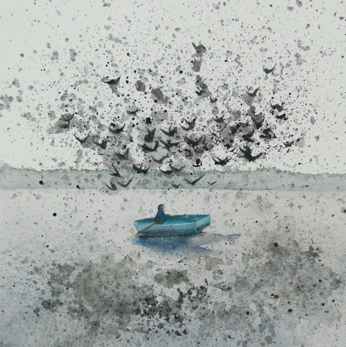 Disruption (2021)
Watercolor on panel, 6x6 inch