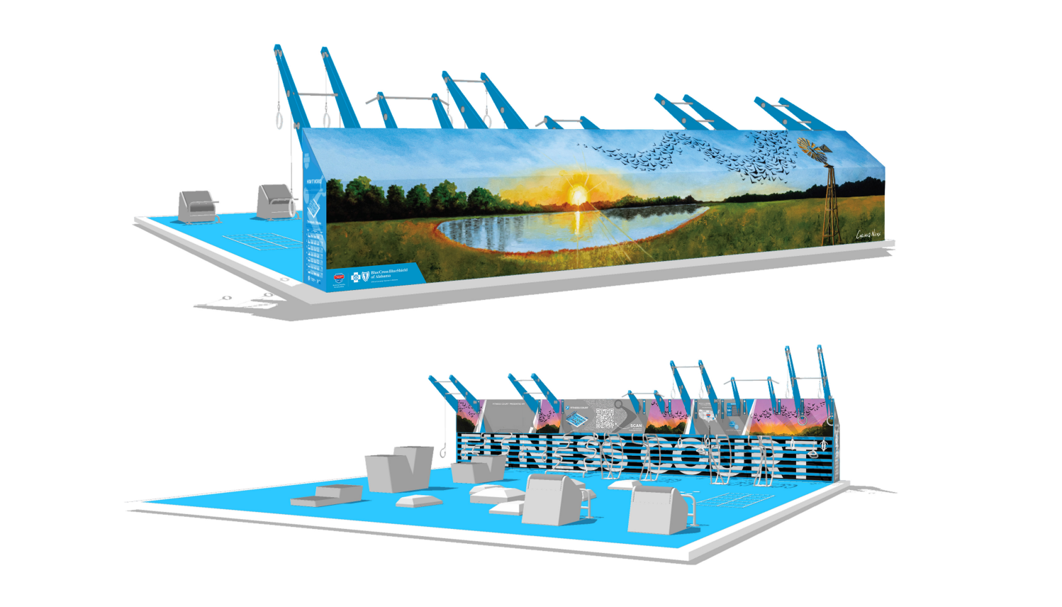 Corinna Nicole commissioned by Arts Huntsville on behalf of National Fitness Campaign to create mural for Hays Farm Park outdoor fitness court