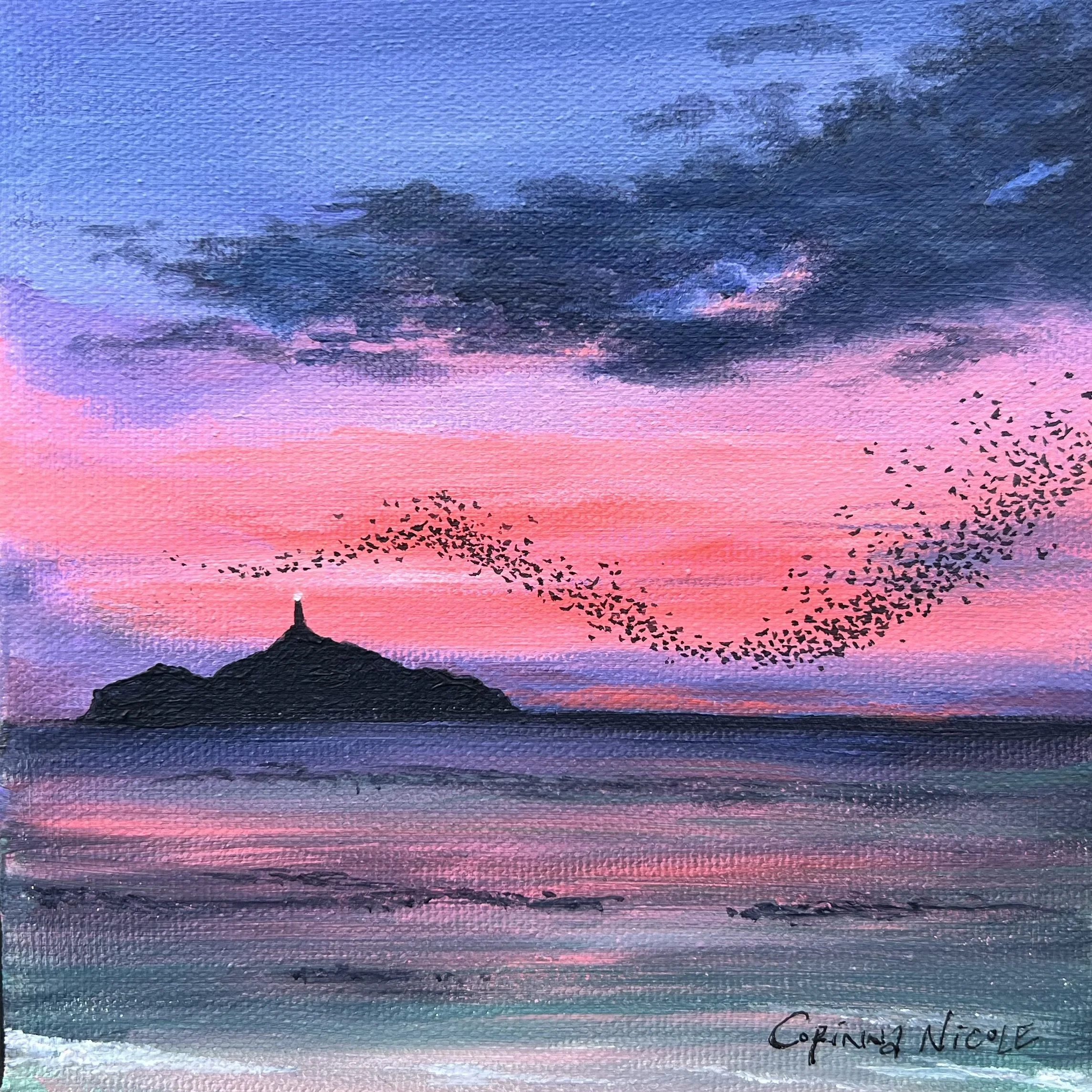 Lighthouse Dance (2025)
Acrylic on canvas, 6x6 inch