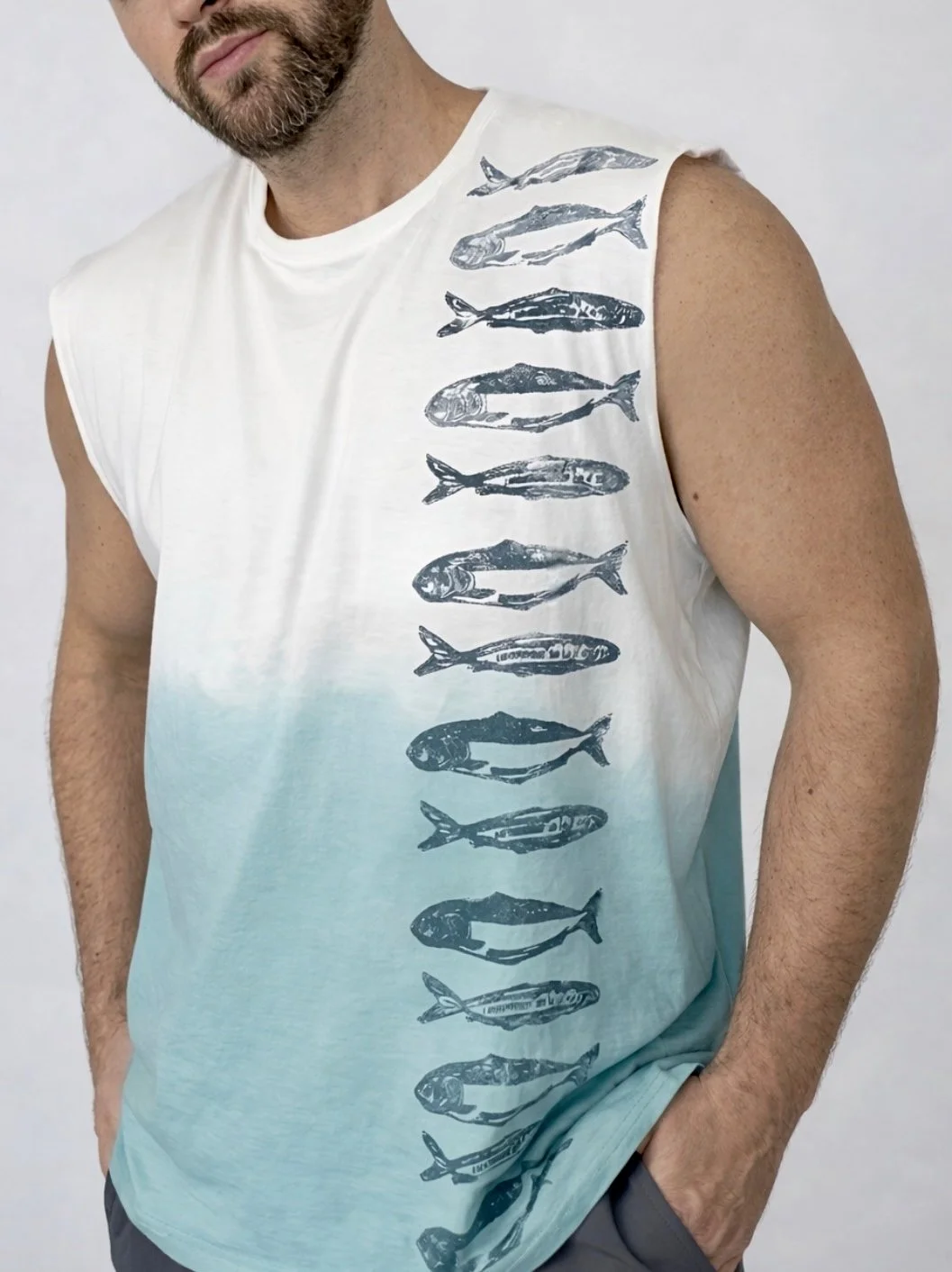Hand Dyed and Printed Singlet