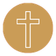 Gold medallion with a white cross in the center