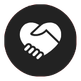 Two hands shaking inside a circular icon