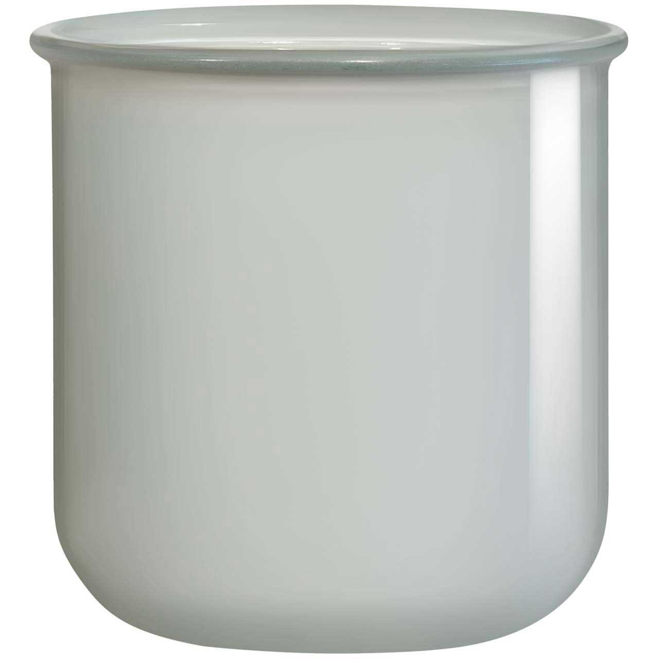 A plain white cylindrical ceramic container or cup with a smooth surface and a slightly rounded rim.