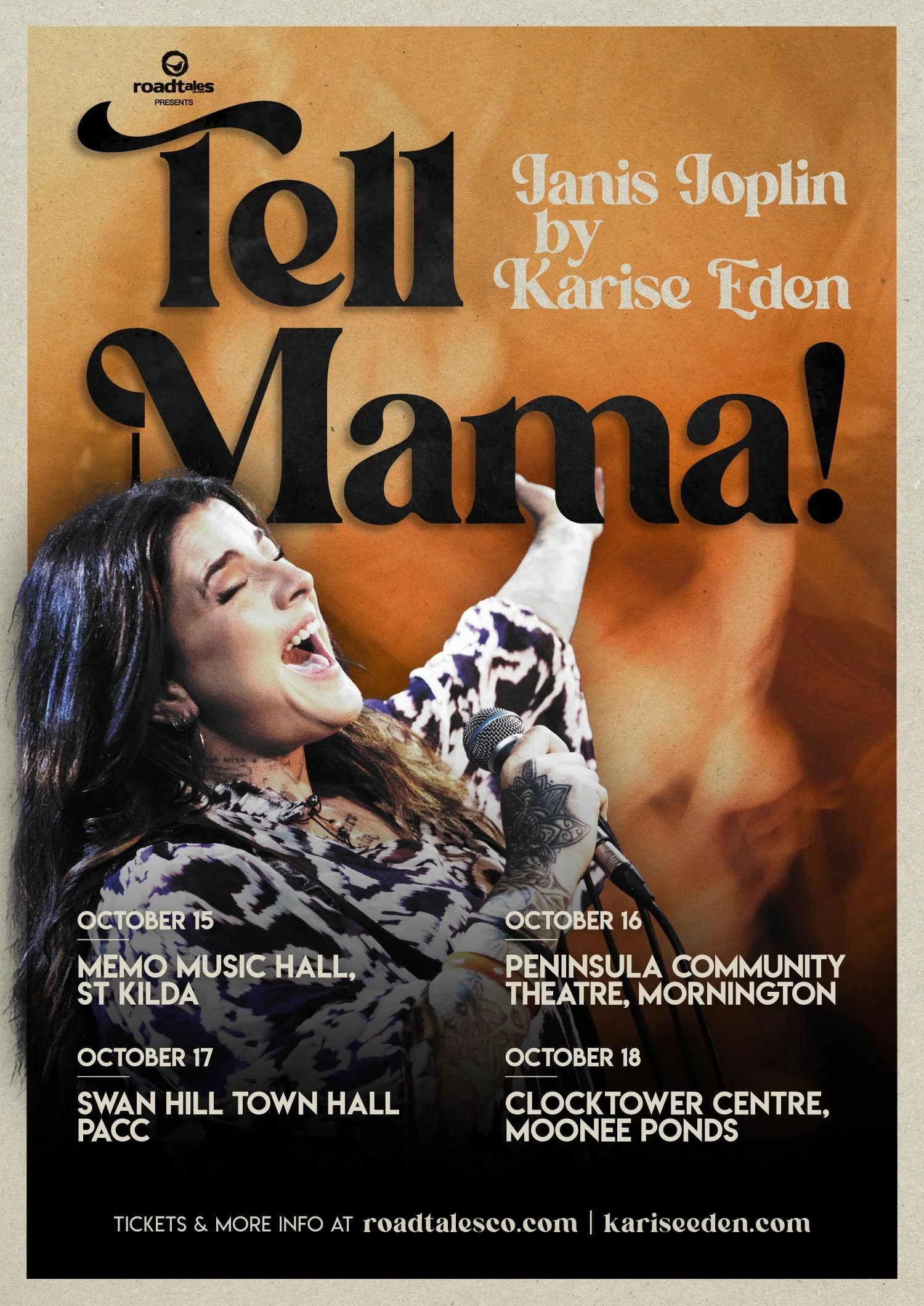 Tell-Mama! Janis Joplin by Karise Eden VIC Tour