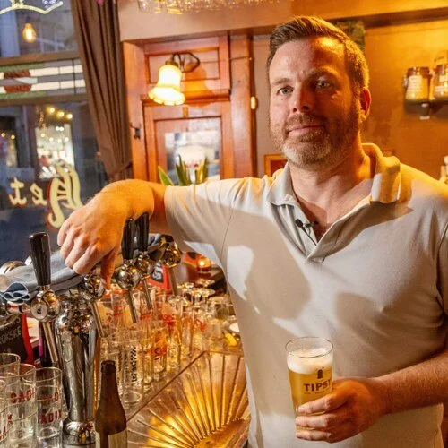 Portrait of Erwin Liekens, the owner of Het Souke, an authentic Antwerp café in a WAVE building.