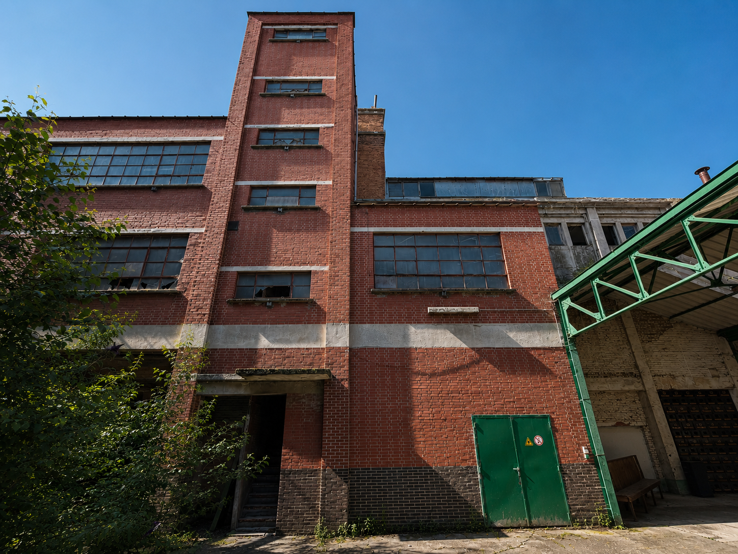 Historic building in the courtyard of the former De Baer Brewery in Sint-Niklaas, showcasing the site’s authentic industrial architecture.
