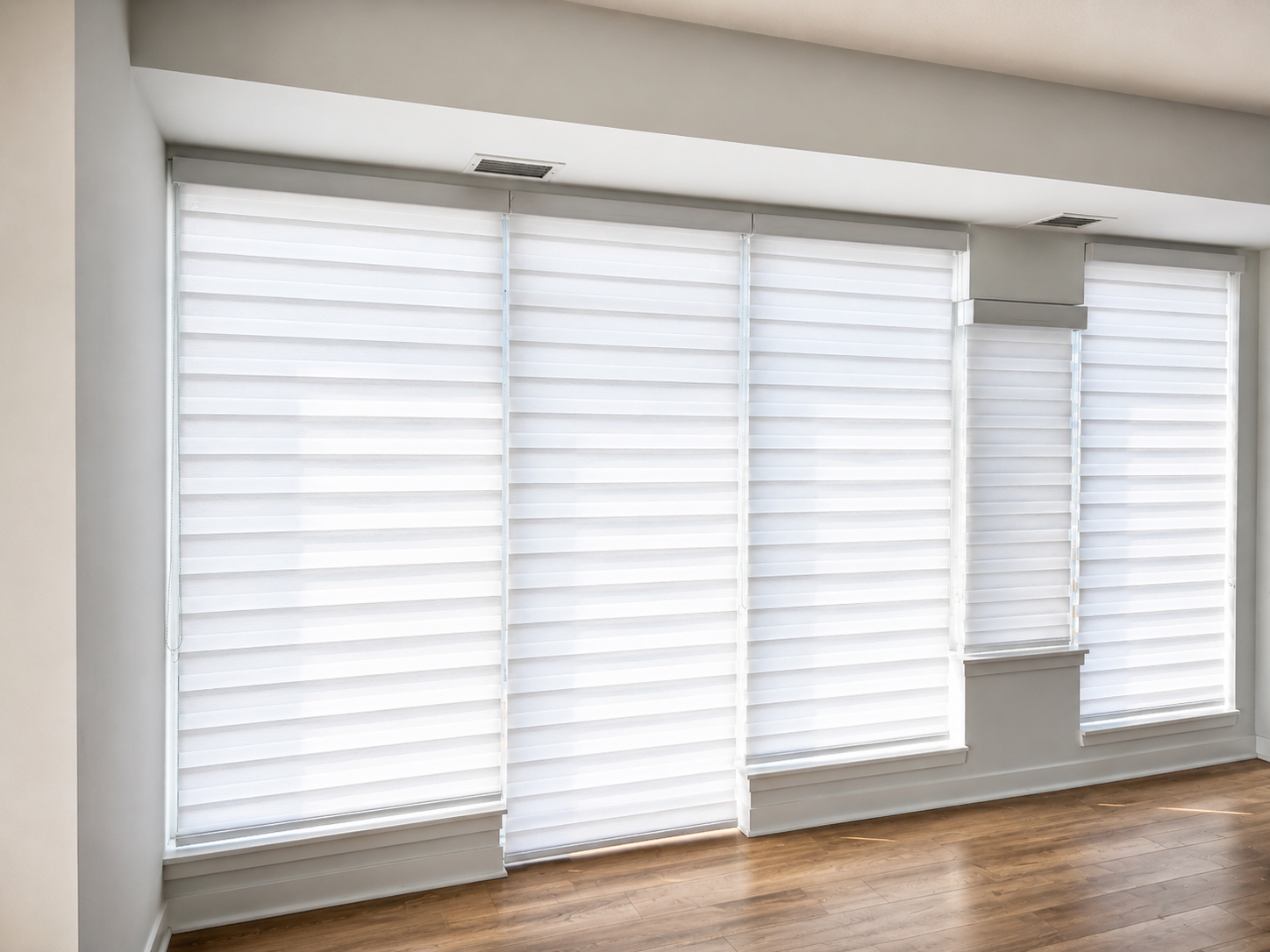 Zebra Blinds in Living room in Toronto by SKJ Home Solutions