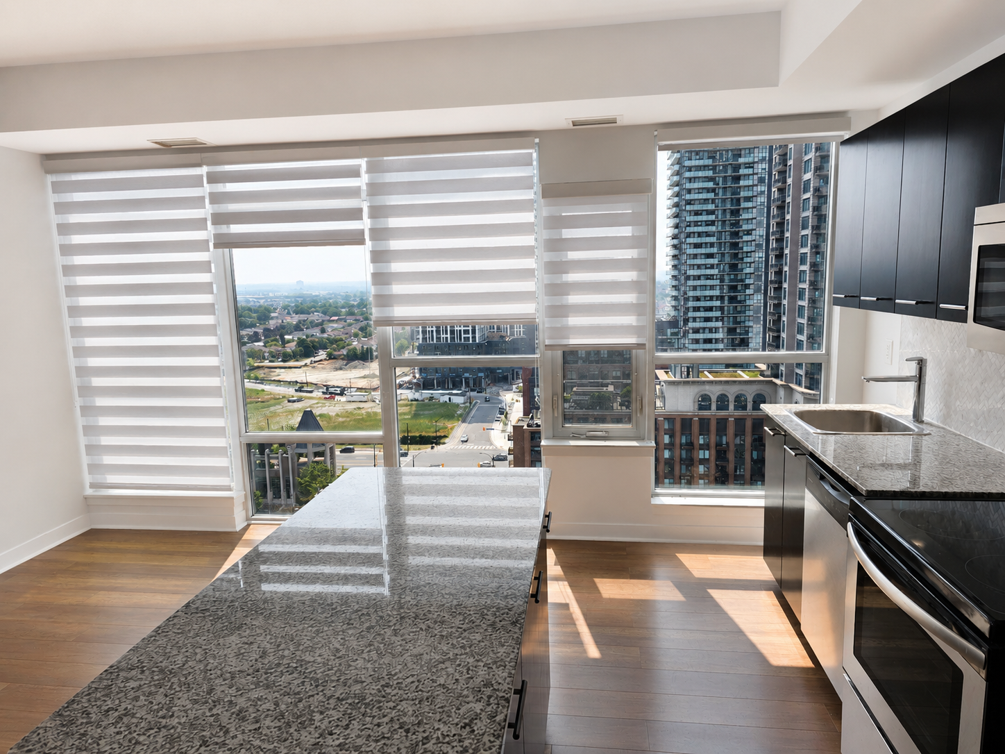 Install of Zebra Blinds in Toronto Kitchen by SKJ Home Solutions