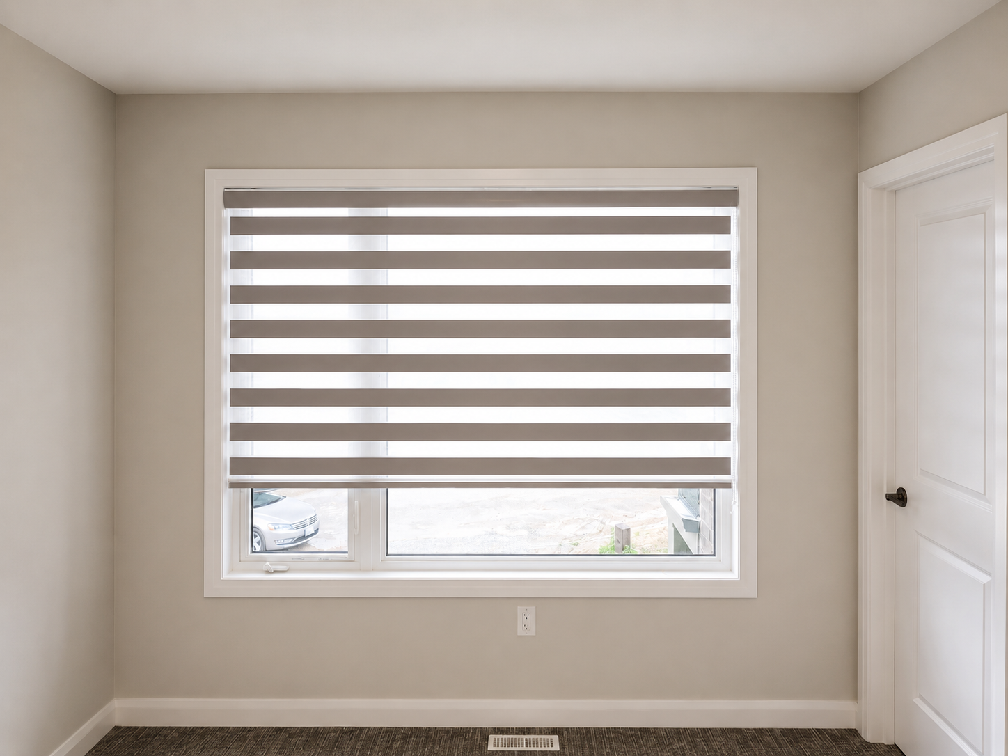 Zebra Blinds in Condo Bedroom in Burlington by SKJ Home Solutions