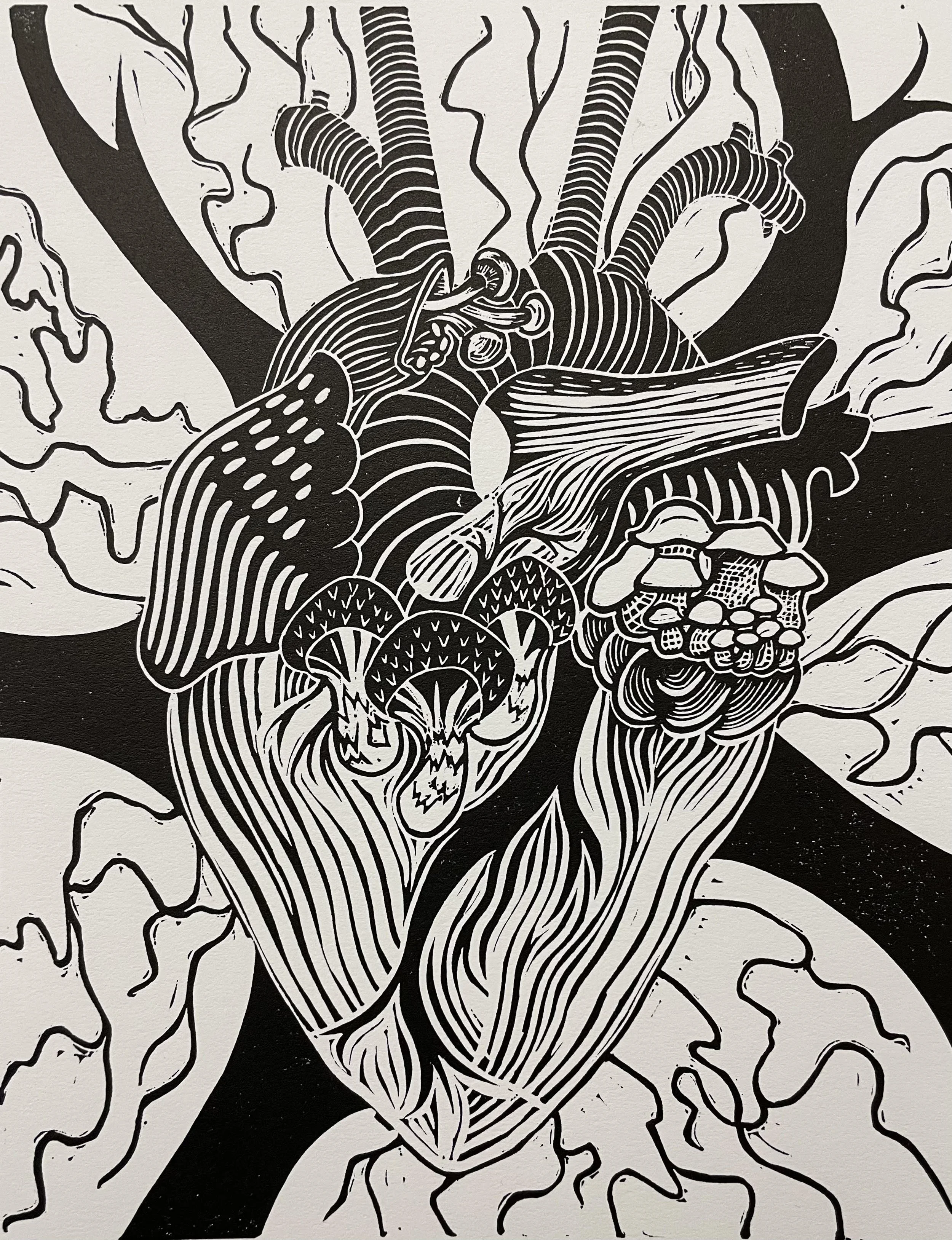 Overgrowth, Linocut, 8x10", 2021