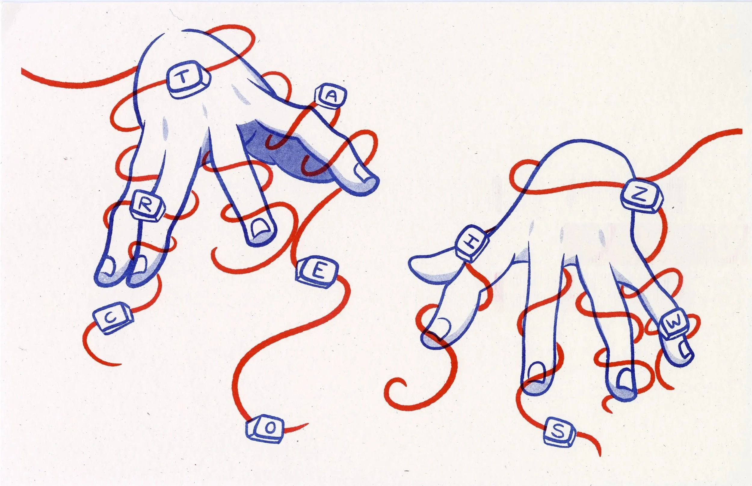 Types of Pain, Risograph, 17x11", 2025