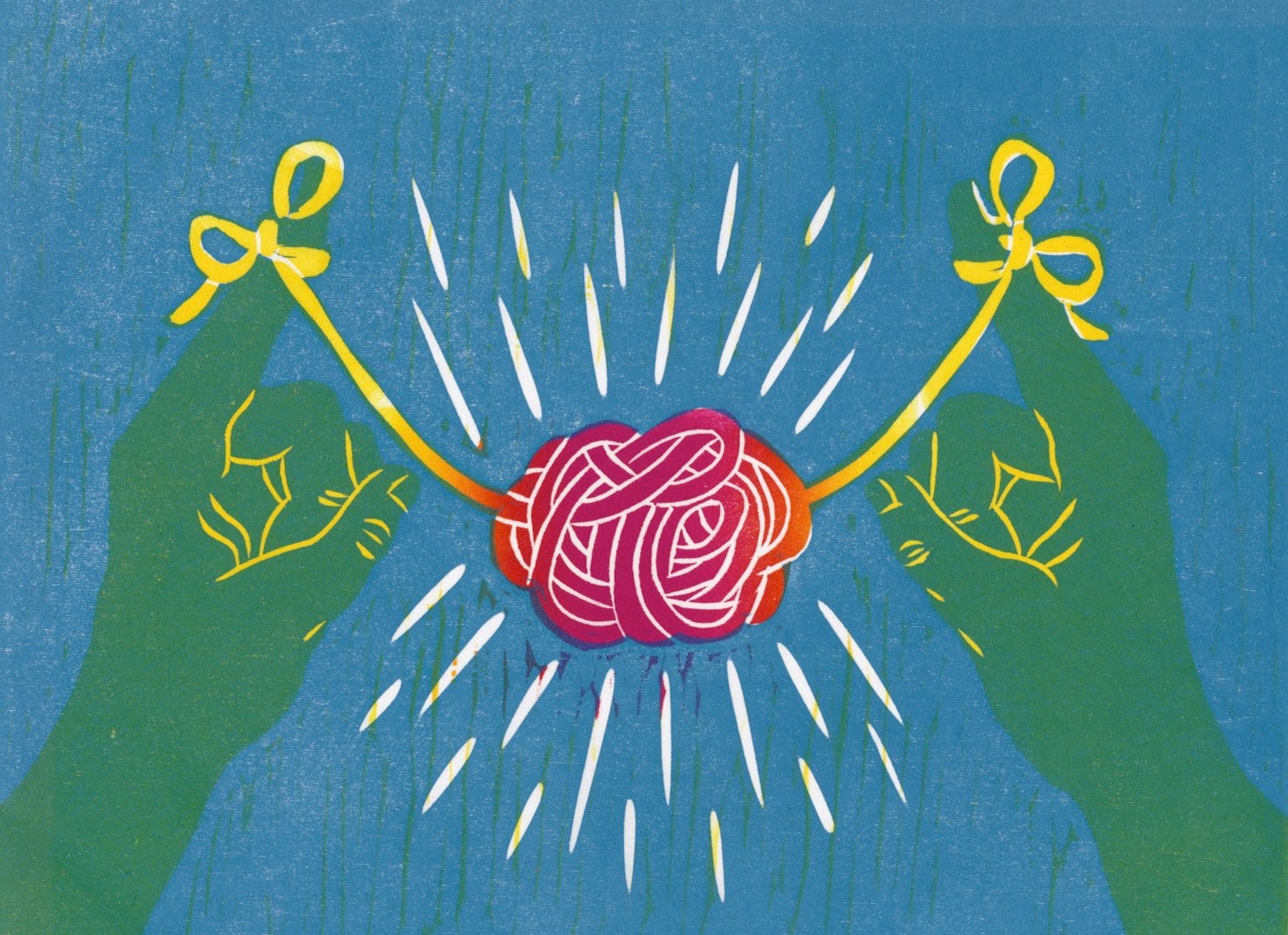 Forget-Me-Knot, Linocut, 10x8", 2021