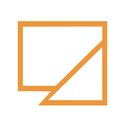 Geometric drawing of an outline square with sections divided by vertical, horizontal, and half circle lines.