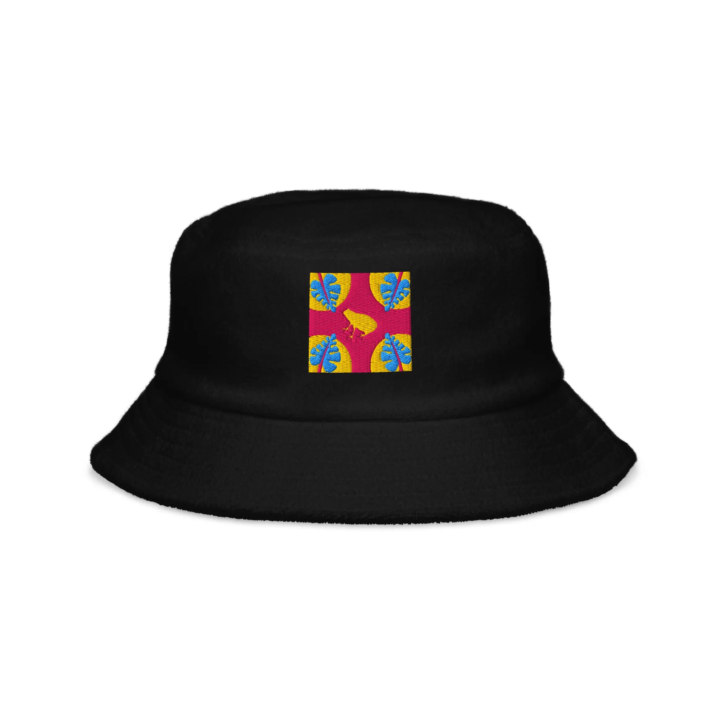 Unstructured Terry Cloth Bucket Hat Black.jpg