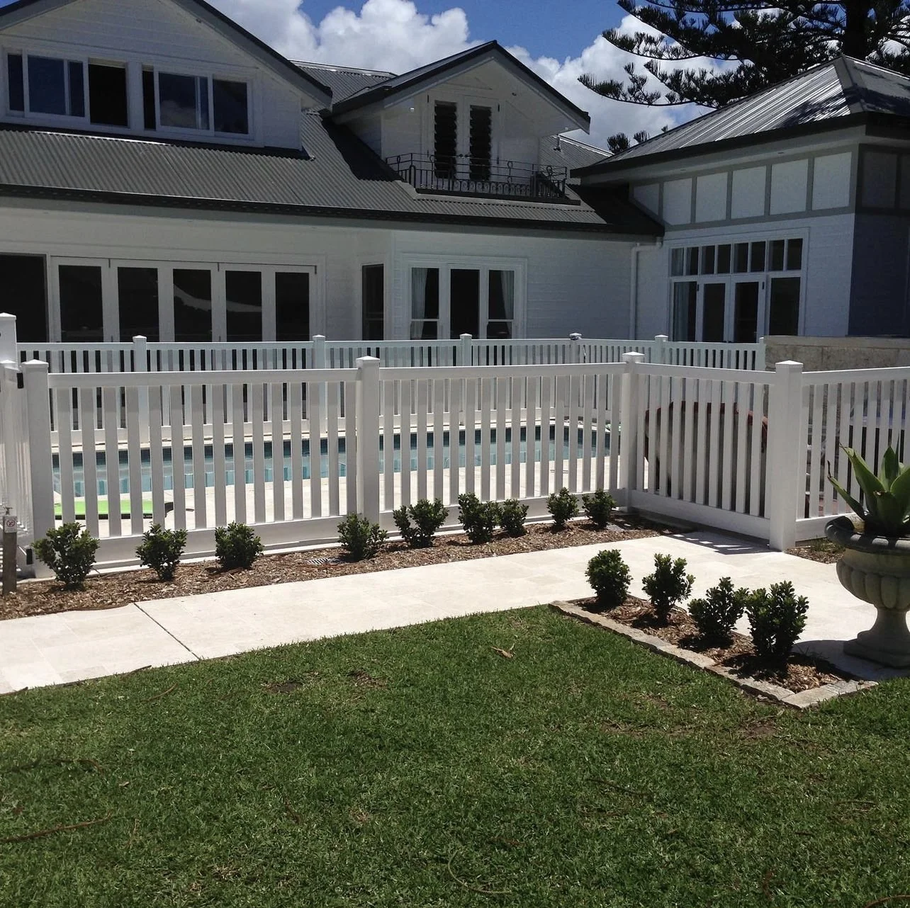 PVC Flat top picket internal pool fence