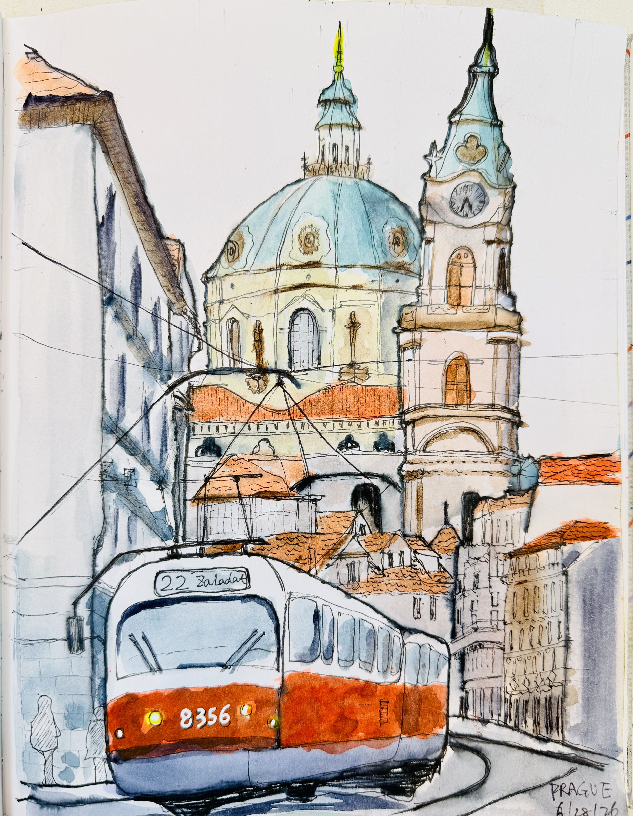 Prague - Markers & Watercolor