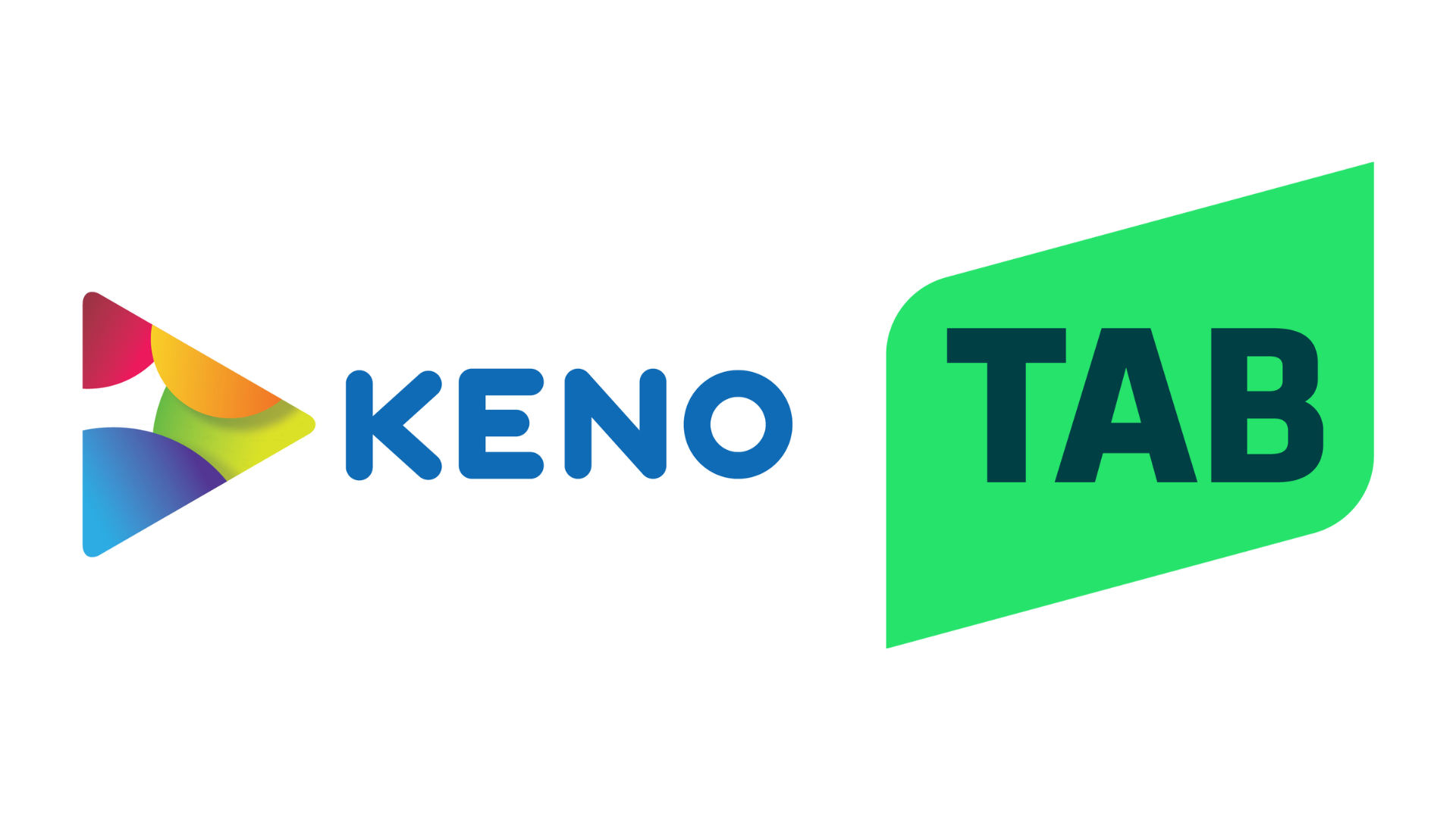 The logo of Keno TAB, featuring a multicolored play button and text in blue and green.