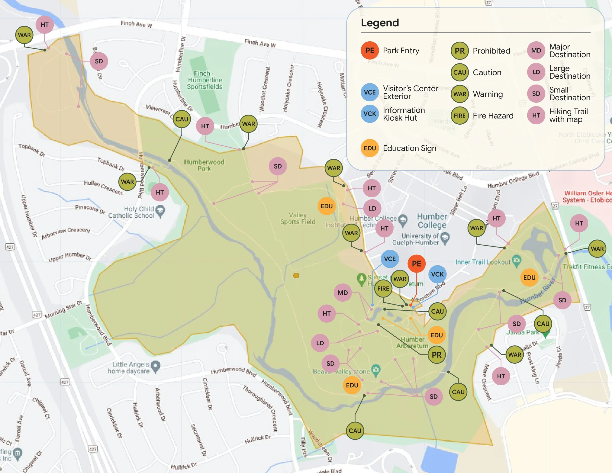 Wayfinding system sign position identifier map