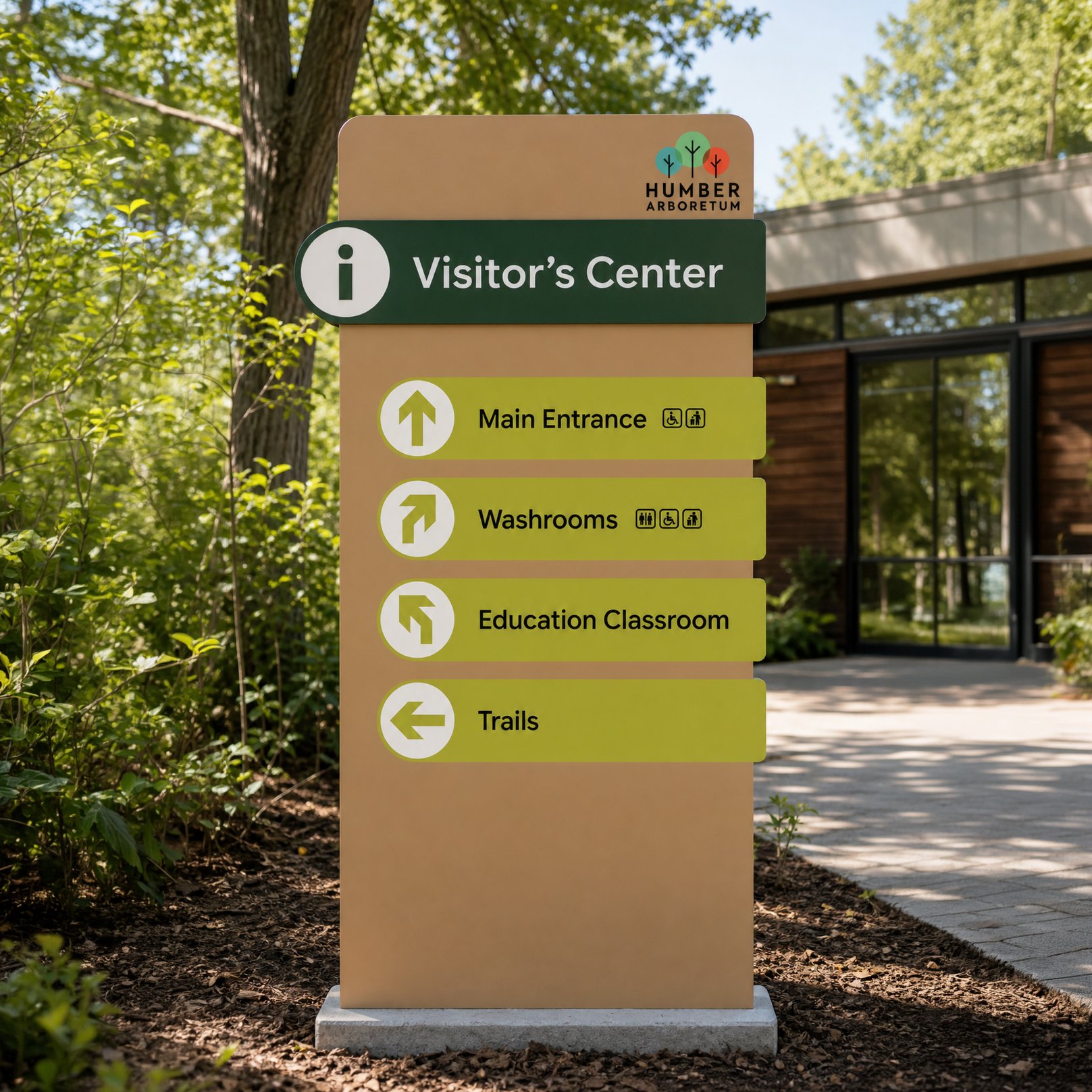 The main sign at the entrance of the visitor's center