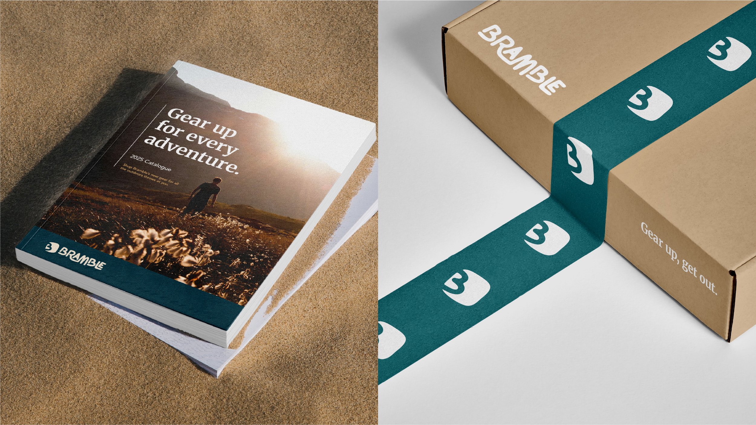 Bramble branding used on print and packaging collateral