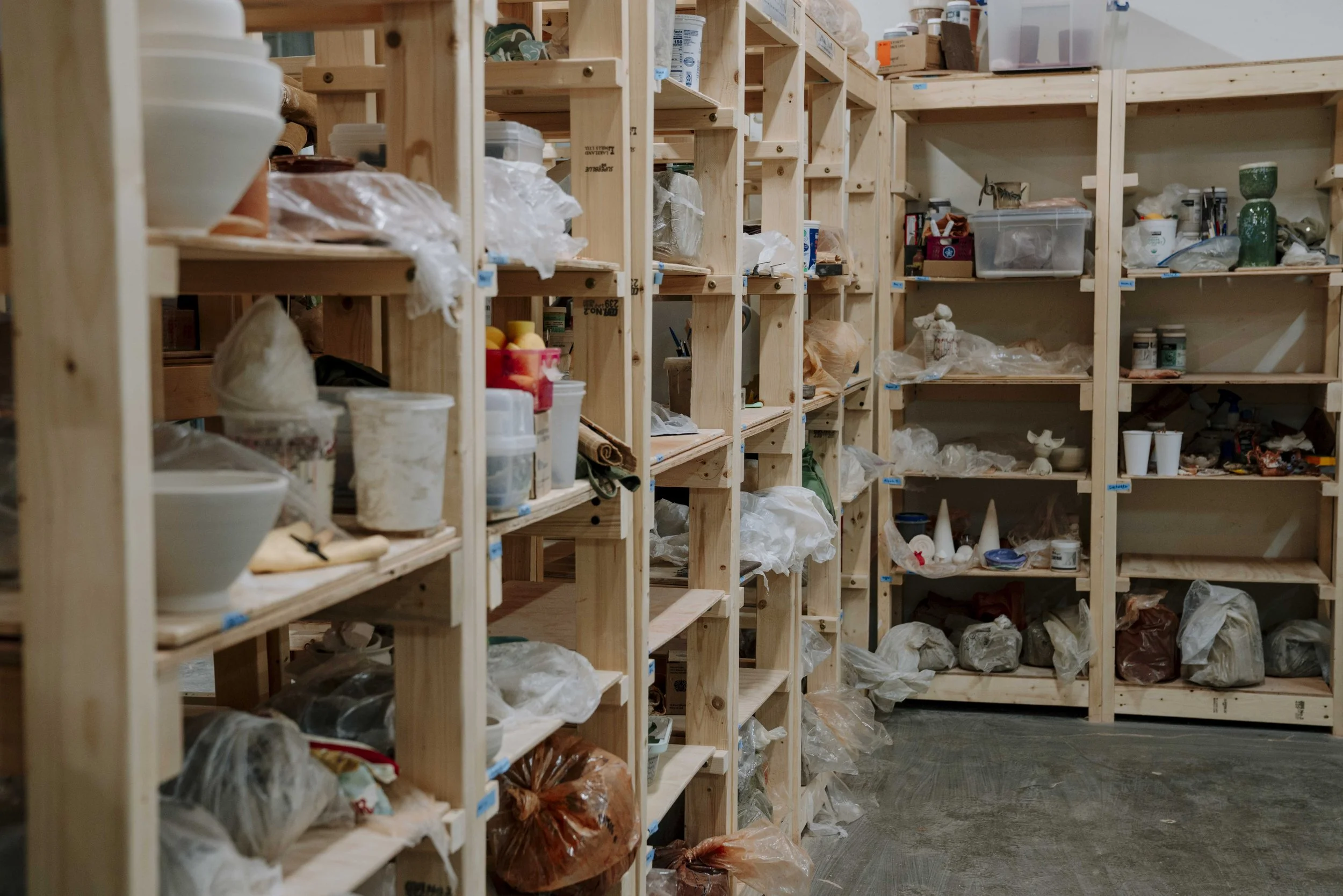 Wooden shelves