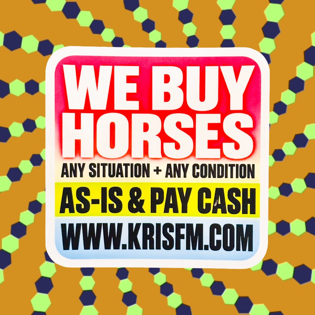 WE BUY HORSES Tiny Sticky Poster (4") FREE SHIPPING!!!!
