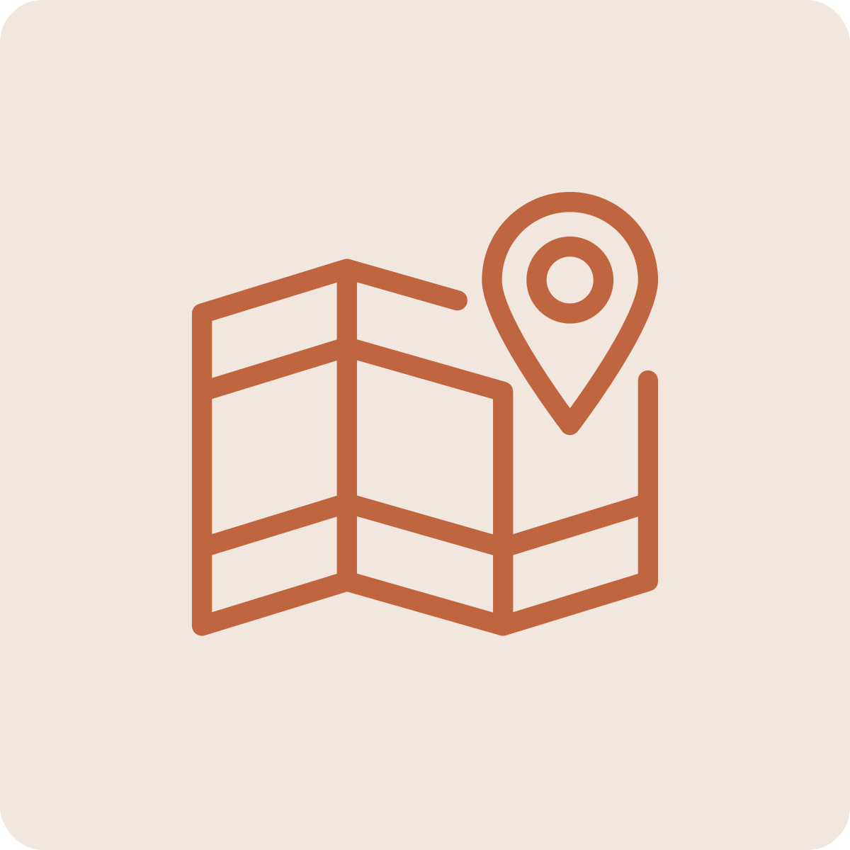 A stylized map with a location pin icon above it.