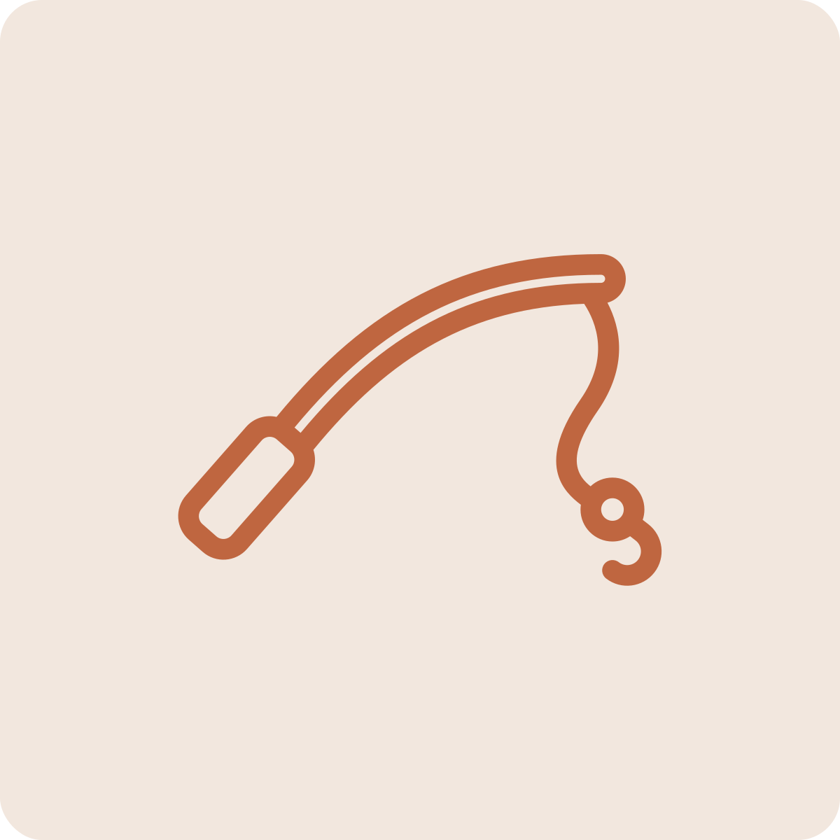 Minimalist illustration of a fishing rod.